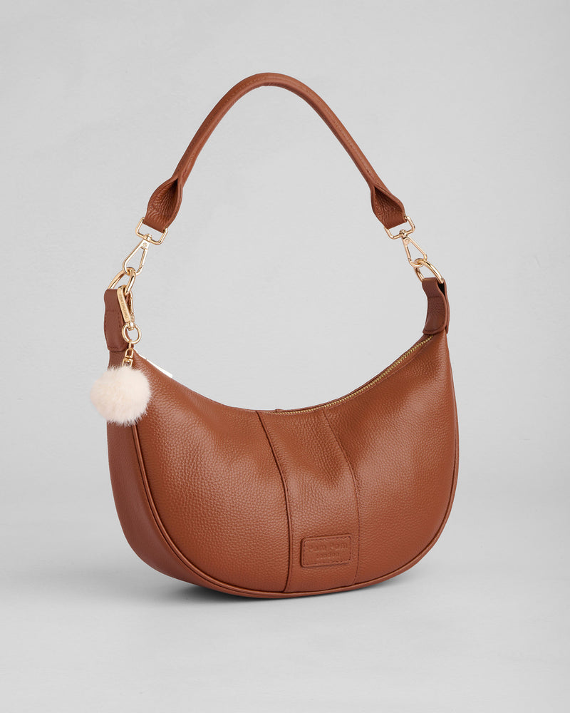 Chestnut Sutton Sling Bag - full-grain leather bag | Pom Pom London