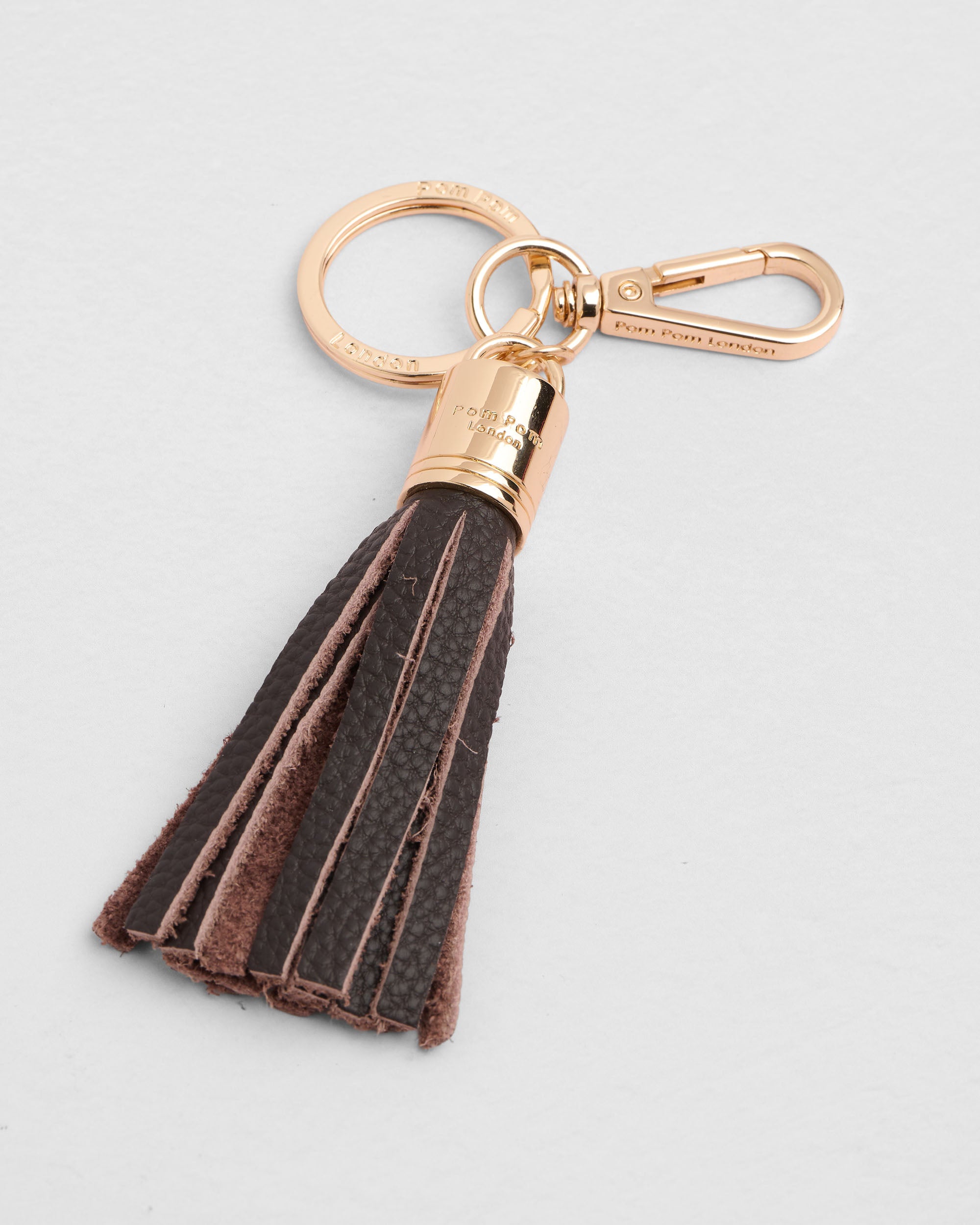小物・アクセサリー TAMBURINS BROWN Tassel Keyring Chocolate Plum – Pom Pom London