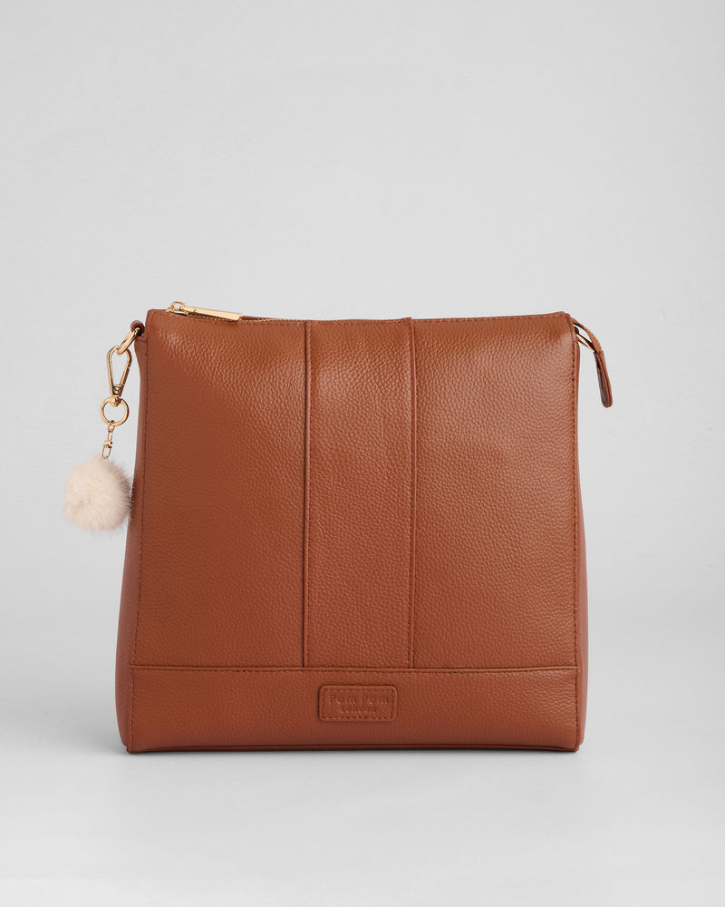Chestnut Westminster Bag - full-grain leather bag | Pom Pom London