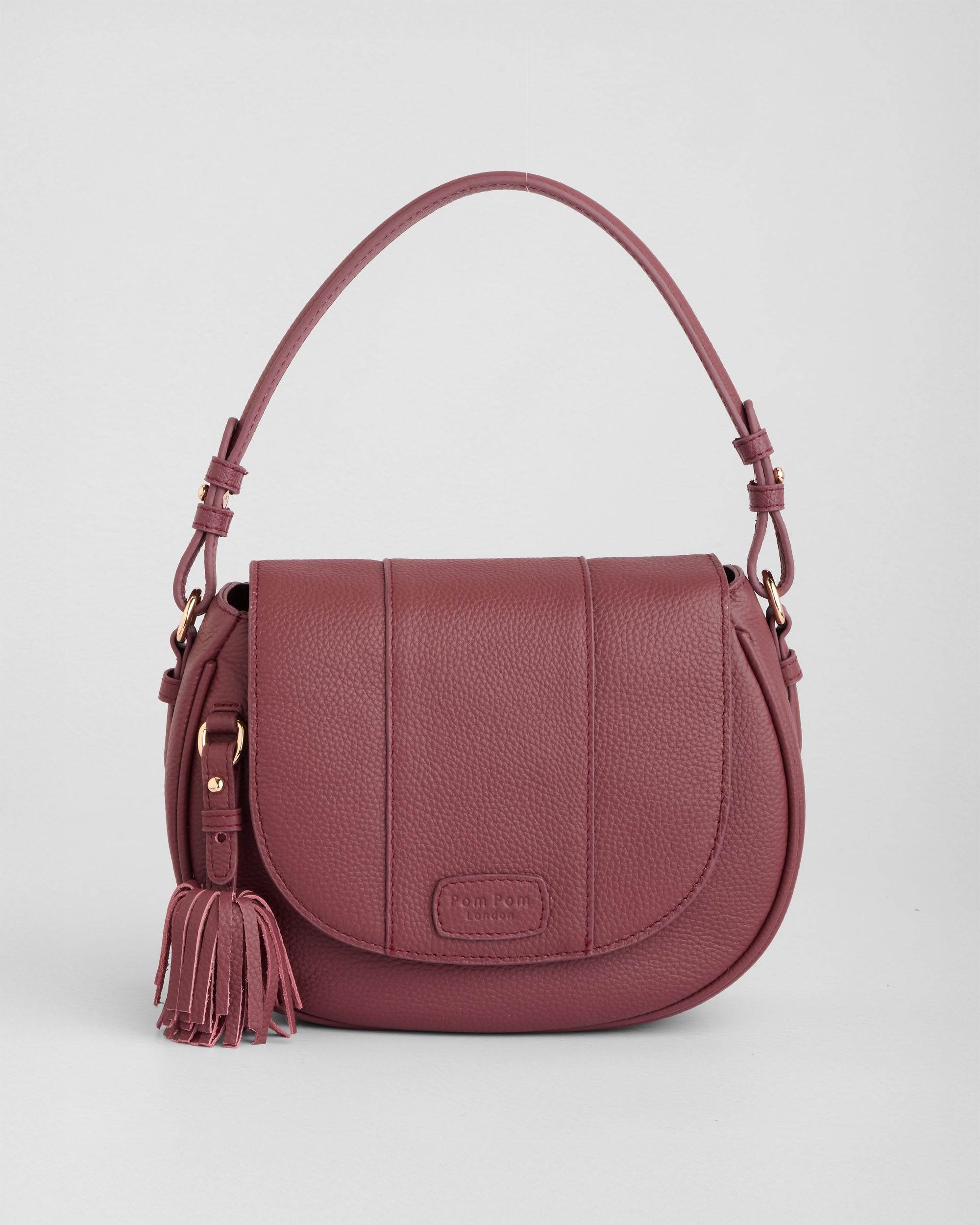 Pom Pom London Wilmington Bag - Leather Crossbody bag in Deep Burgundy