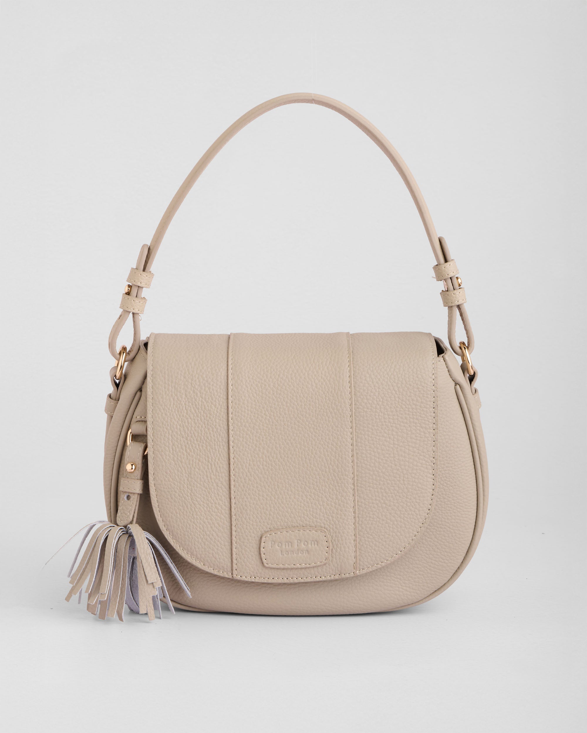 Pom Pom London Wilmington Bag - Leather Crossbody bag in Stone