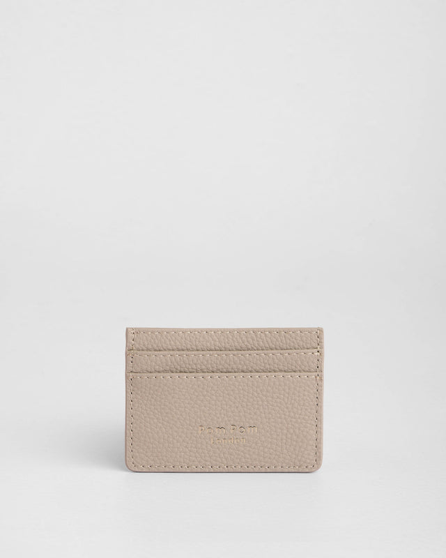 Pom Pom London Chelsea leather card holder in Stone