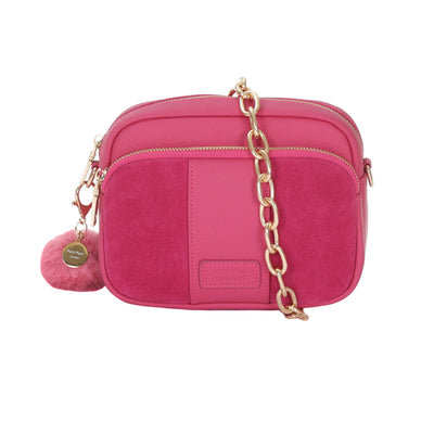 Mayfair Suede & Leather Bag Cerise Pink