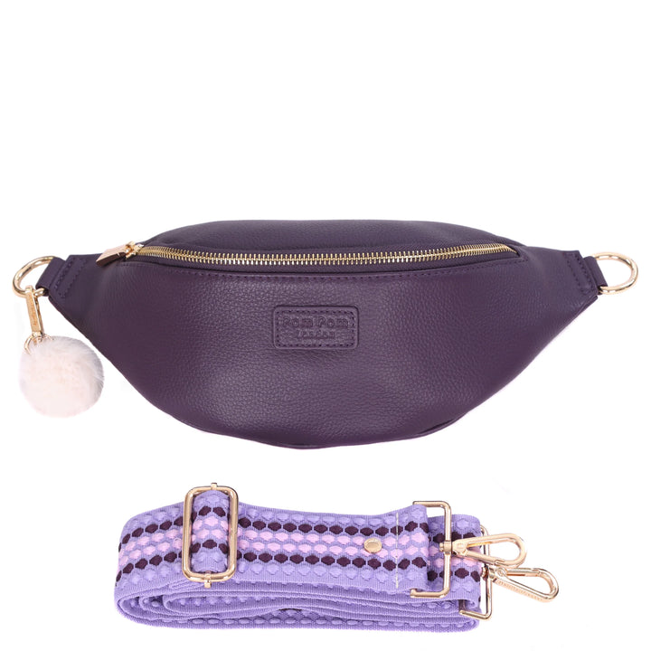 Bum Bag Leather Crossbody bag in Purple Nightshade – Pom Pom London
