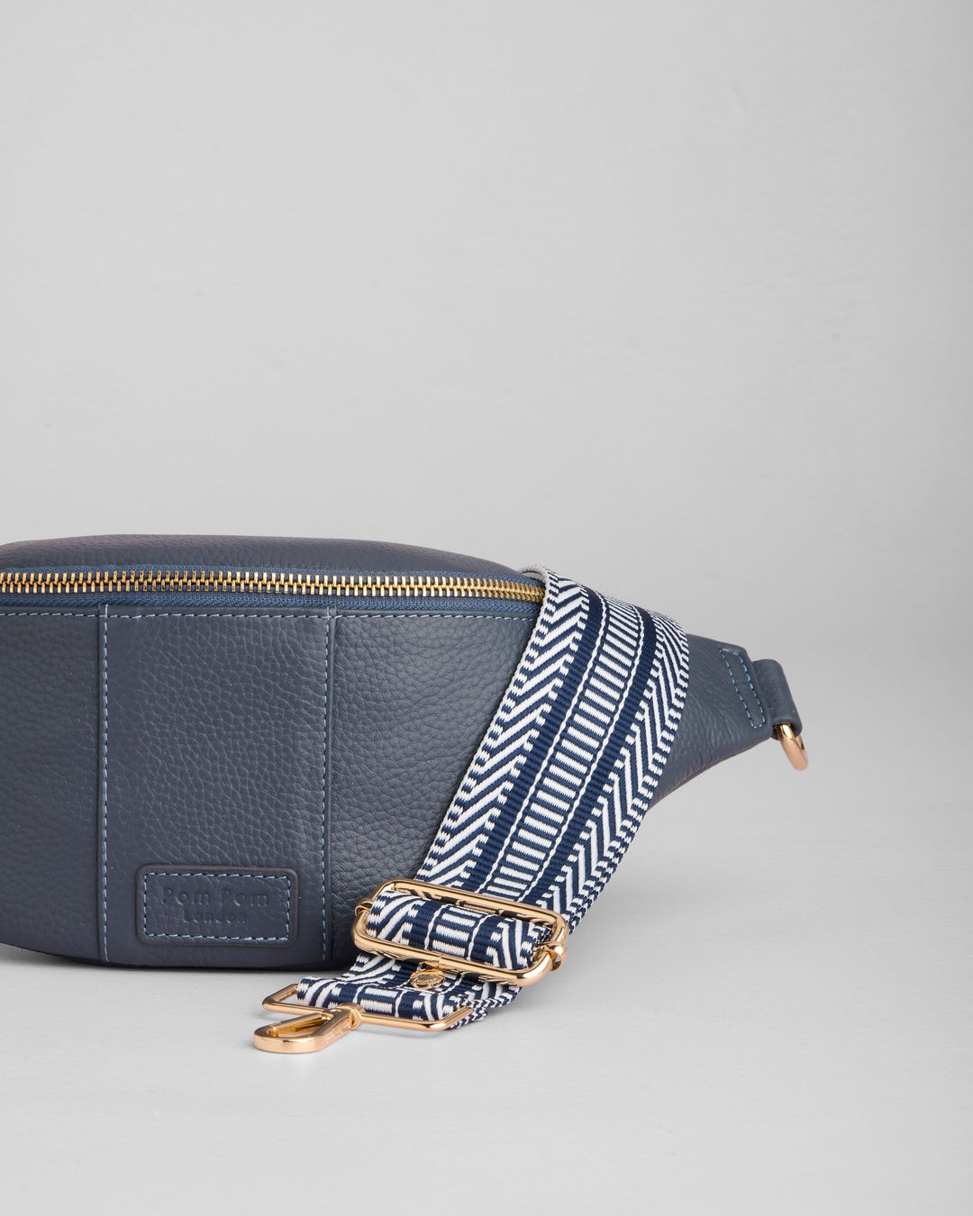 Bum Bag - Leather Crossbody bag in Slate Blue – Pom Pom London