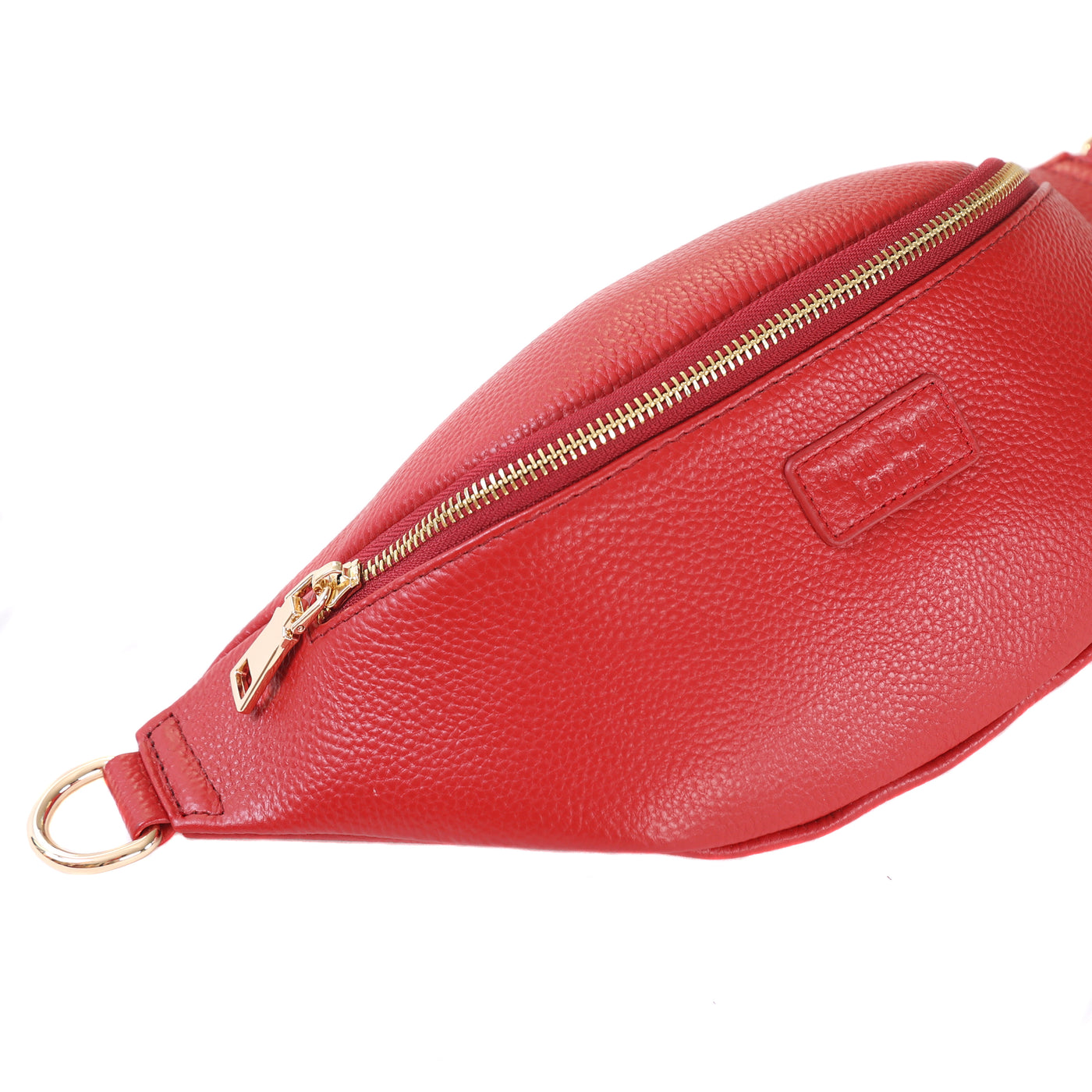 Bum Bag Leather Crossbody bag in Chilli Red Pom Pom London