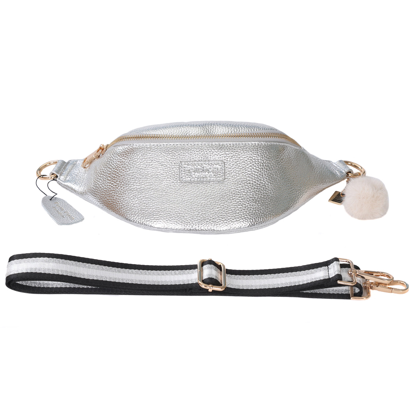 Metallic silver fanny pack best sale