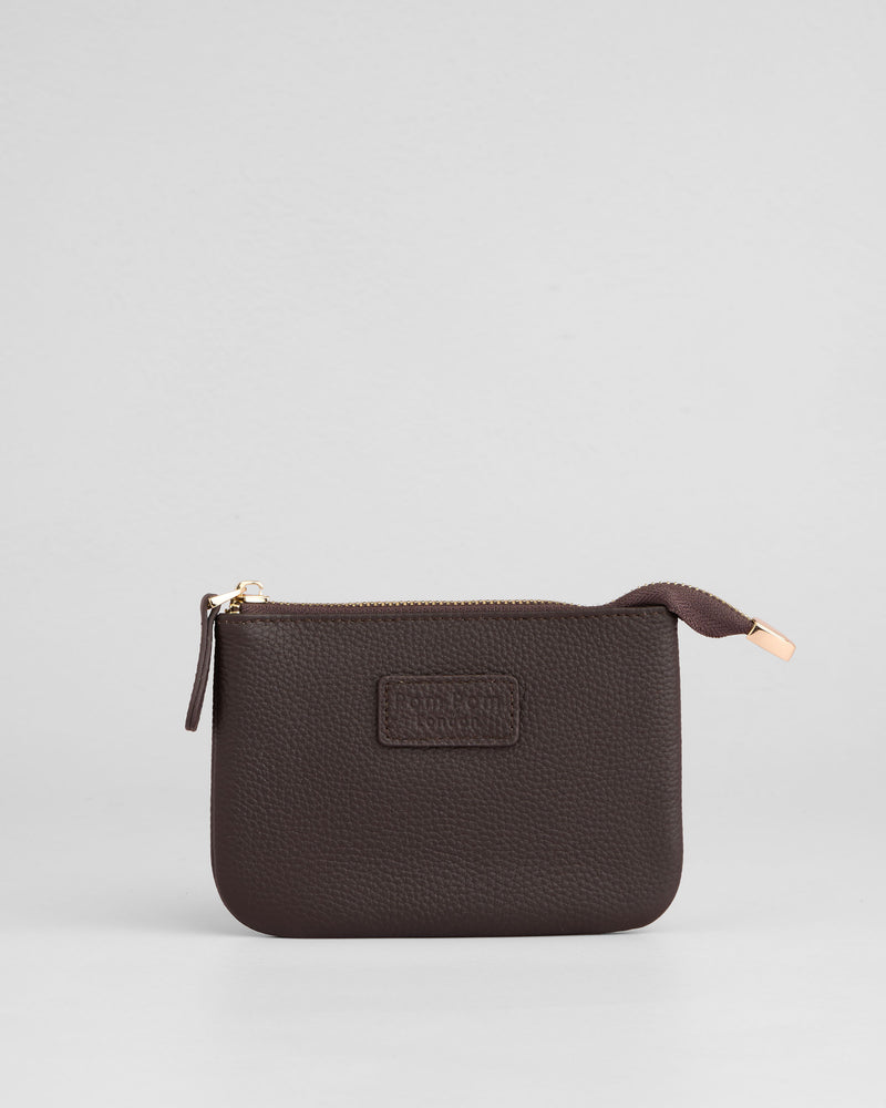 Chelsea Coin Purse Chocolate Plum-Pom Pom London