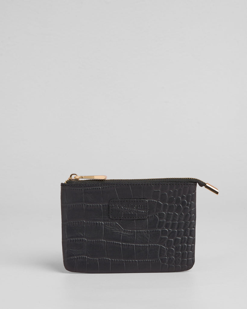 Chelsea Coin Purse Croc Black – Pom Pom London