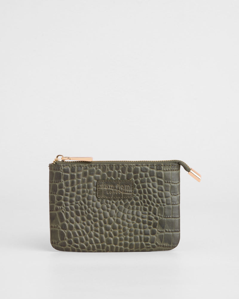 Chelsea Coin Purse Croc Herb Green-Pom Pom London