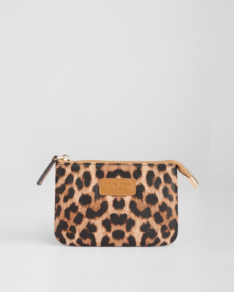 Chelsea Coin Purse Leopard Print Maple-Pom Pom London