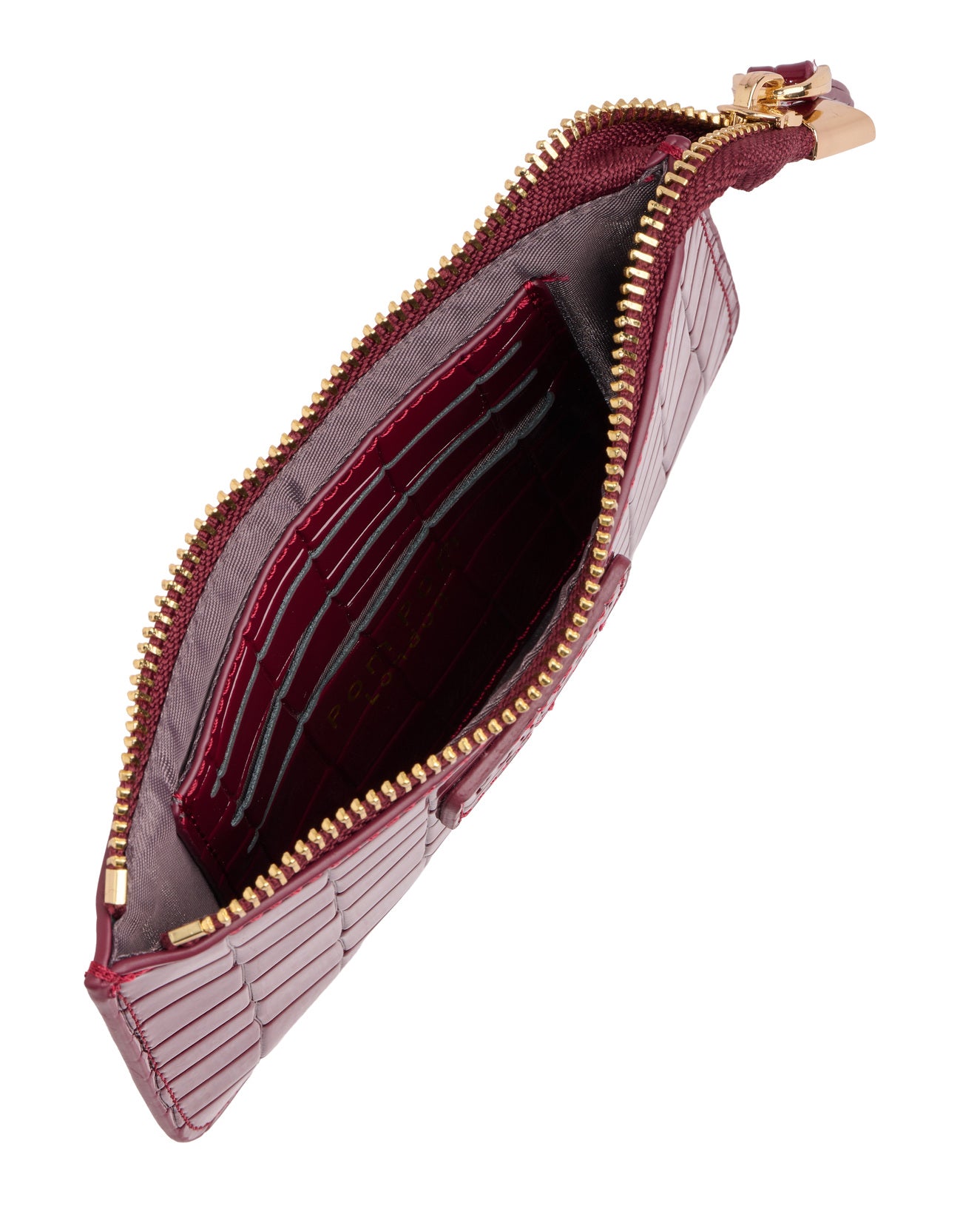 Chelsea Coin Purse Patent Croc Claret