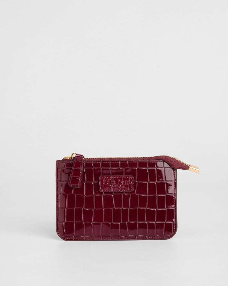 Chelsea Coin Purse Patent Croc Claret-Pom Pom London