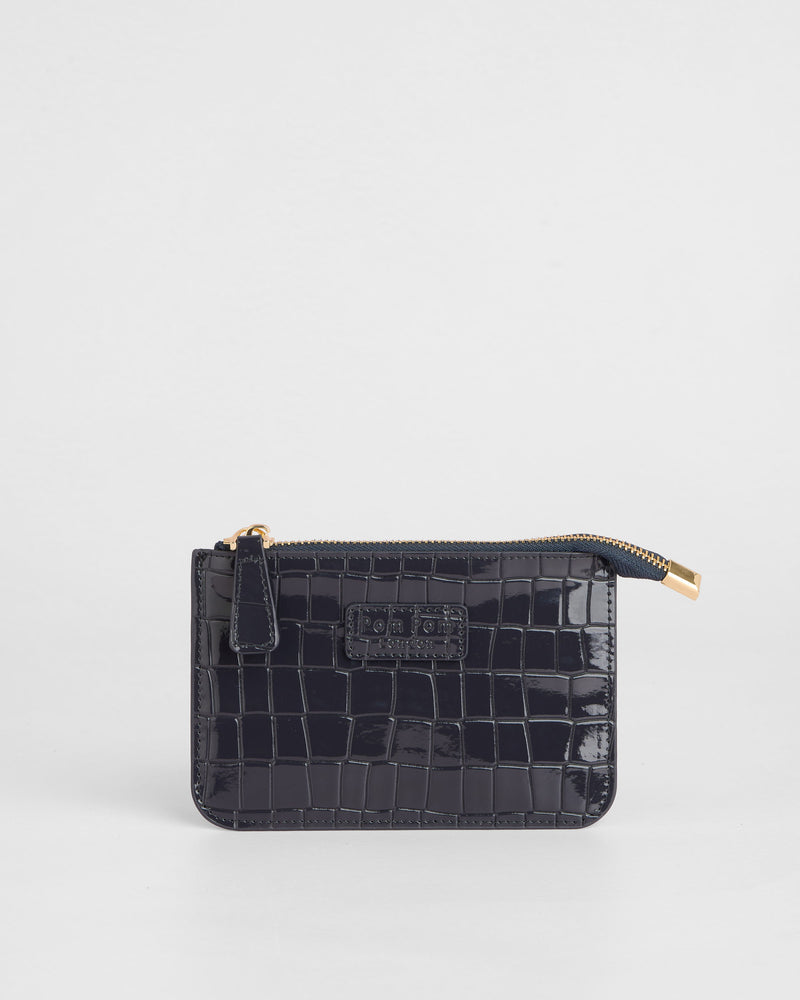 Chelsea Coin Purse Patent Croc Navy-Pom Pom London