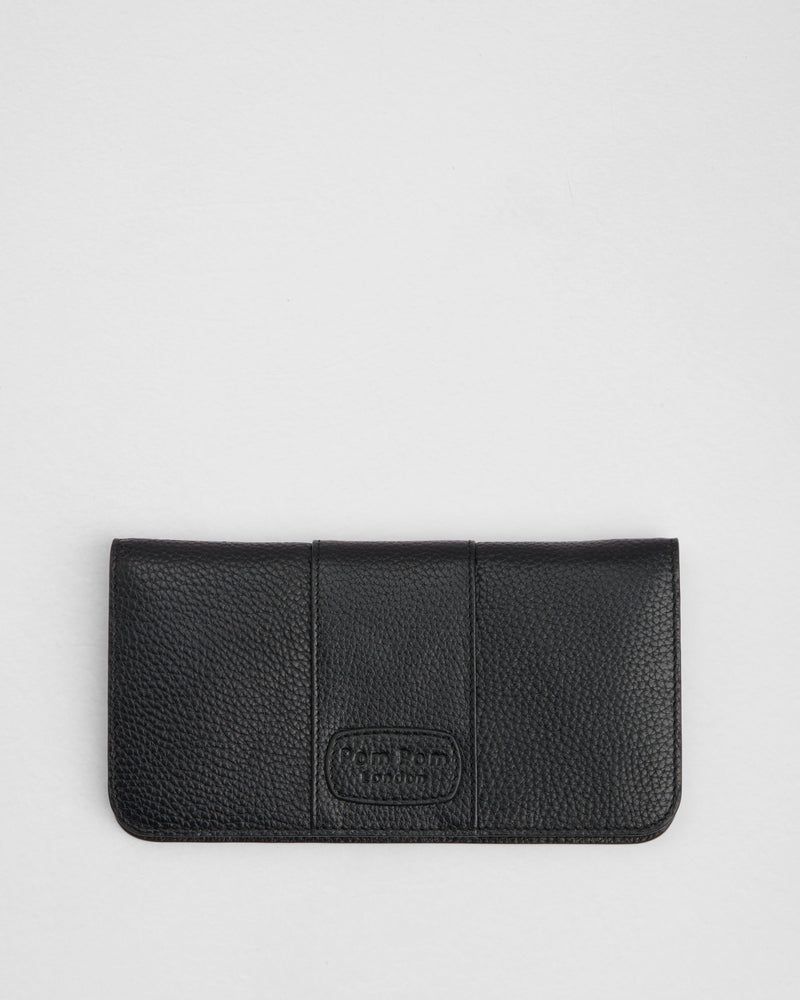 Chelsea Flat Wallet Black - Large-Pom Pom London
