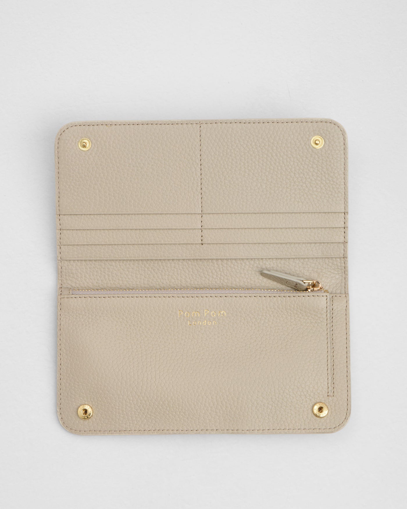 Chelsea Flat Wallet Stone - Large – Pom Pom London