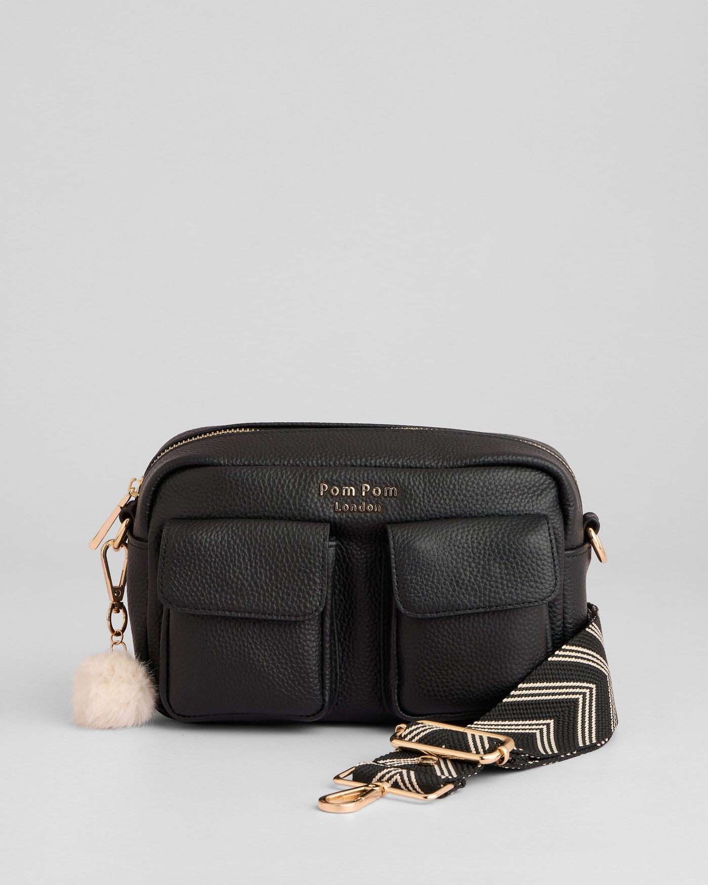 Chiswick Cargo Bag - Leather Crossbody bag in Black – Pom Pom London