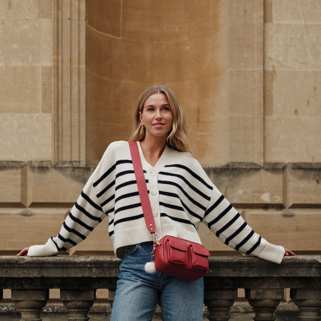 Chiswick Cargo Bag Crimson Red-Pom Pom London