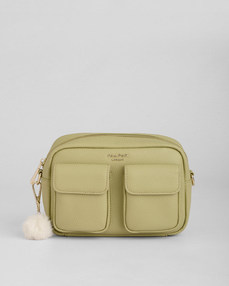 Pale Fern Chiswick Cargo Bag - full-grain leather bag | Pom Pom London