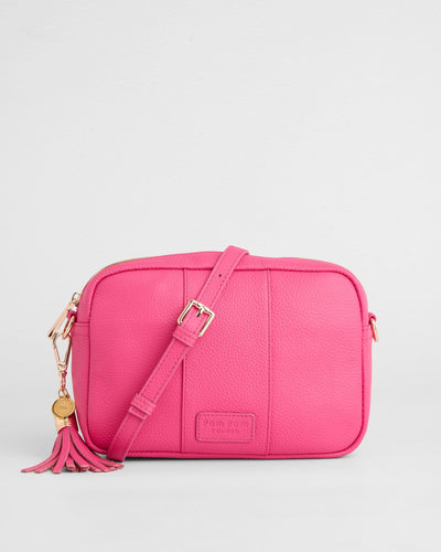 City Leather Crossbody Bag in Azalea Pink | Pom Pom London