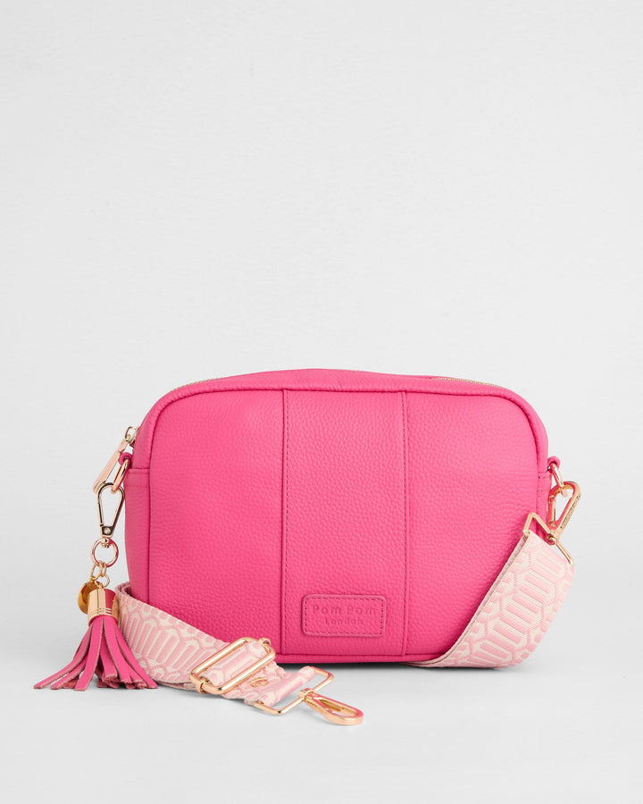 City Leather Crossbody Bag in Azalea Pink | Pom Pom London