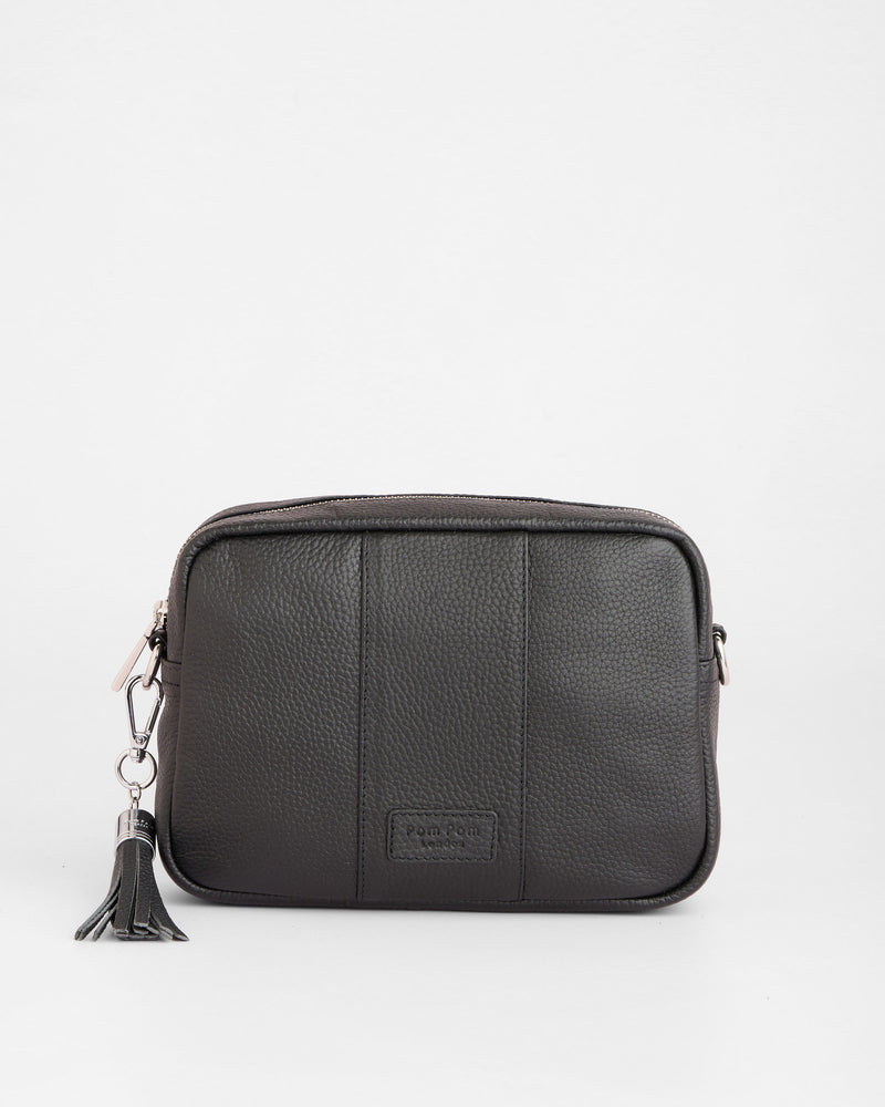 Pom Pom London City Bag Black Silver Hardware-Pom Pom London