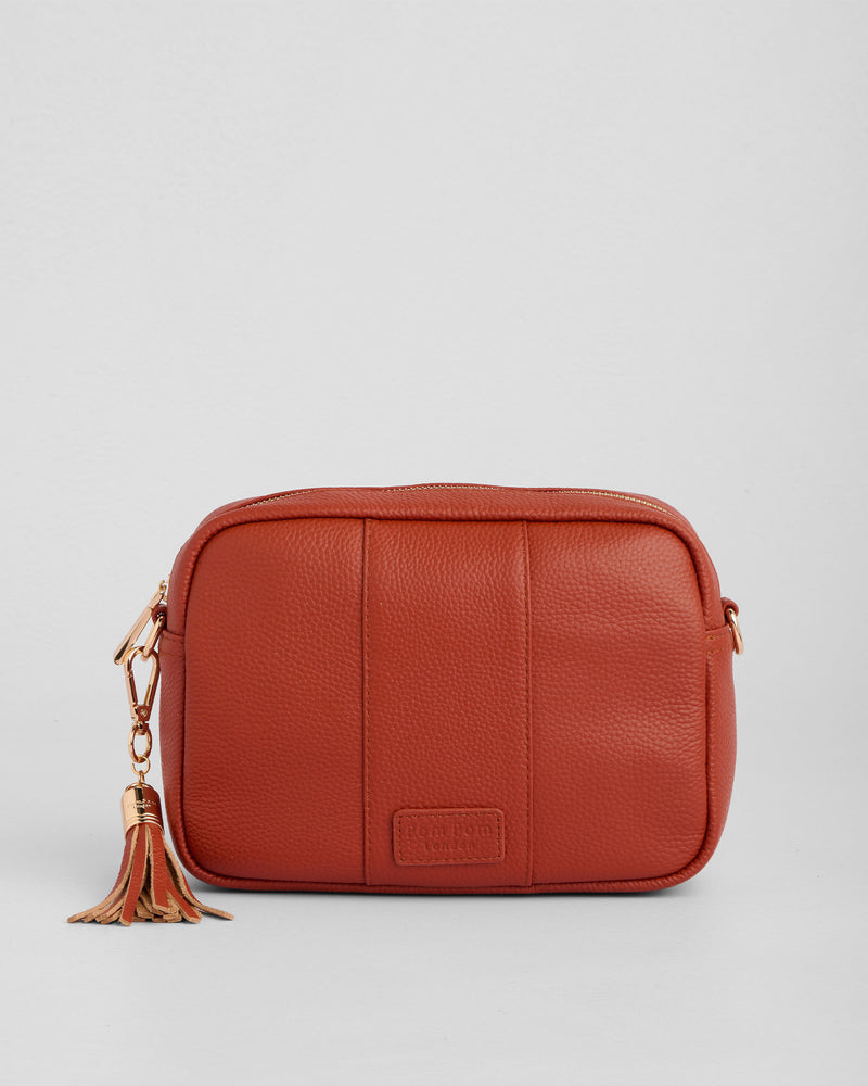 Burnt Orange City Bag - full-grain leather bag | Pom Pom London