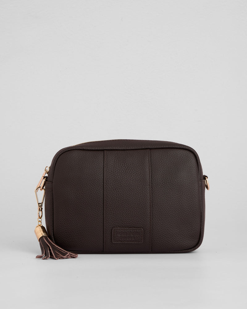 City Crossbody Bag Chocolate Plum-Pom Pom London