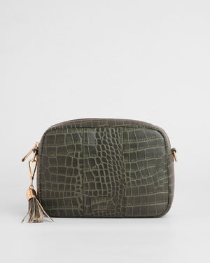 City Crossbody Bag Croc Herb Green