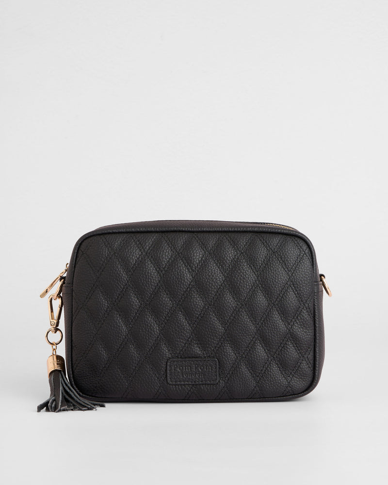 City Crossbody Bag Diamond Quilted Black-Pom Pom London