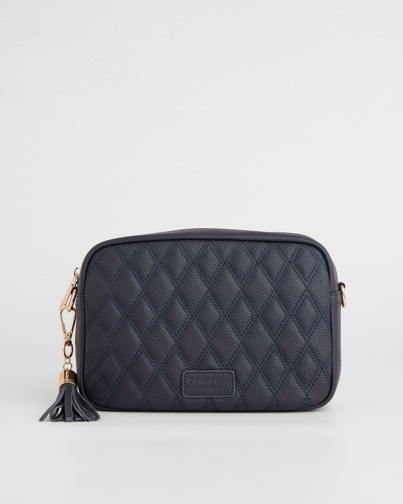 City Crossbody Bag Diamond Quilted Navy-Pom Pom London
