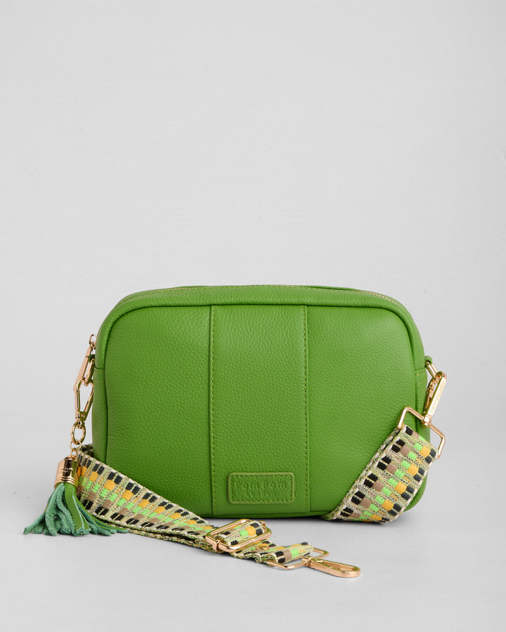 Frog Green City Leather Crossbody Bag | Pom Pom London