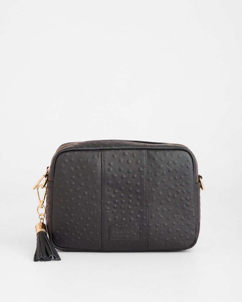 Pom Pom London City Bag Ostrich Black-Pom Pom London