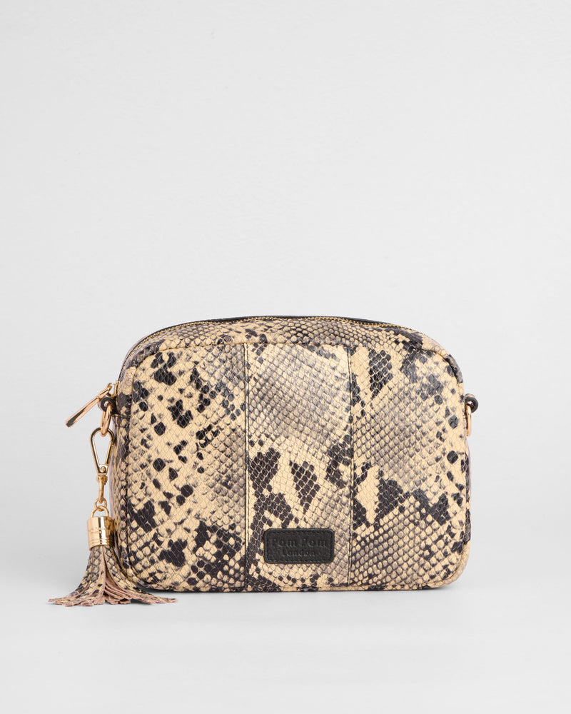 City Crossbody Bag Snake Effect Monochrome-Pom Pom London