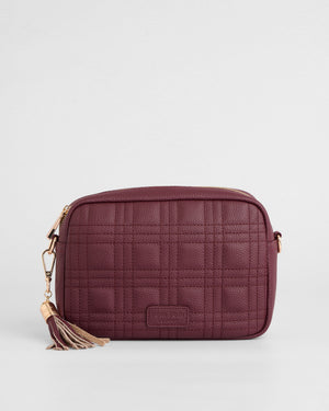 City Crossbody Bag Square Quilted Dark Maroon