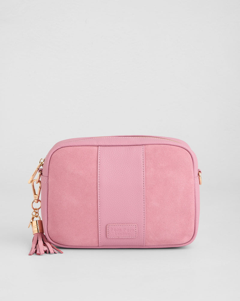 City Suede & Leather Bag Pink-Pom Pom London