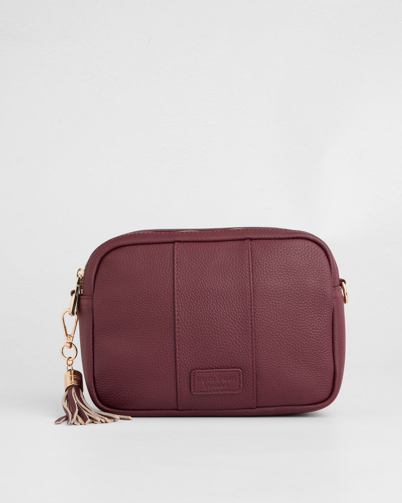 City Duo Crossbody Bag Dark Maroon-Pom Pom London