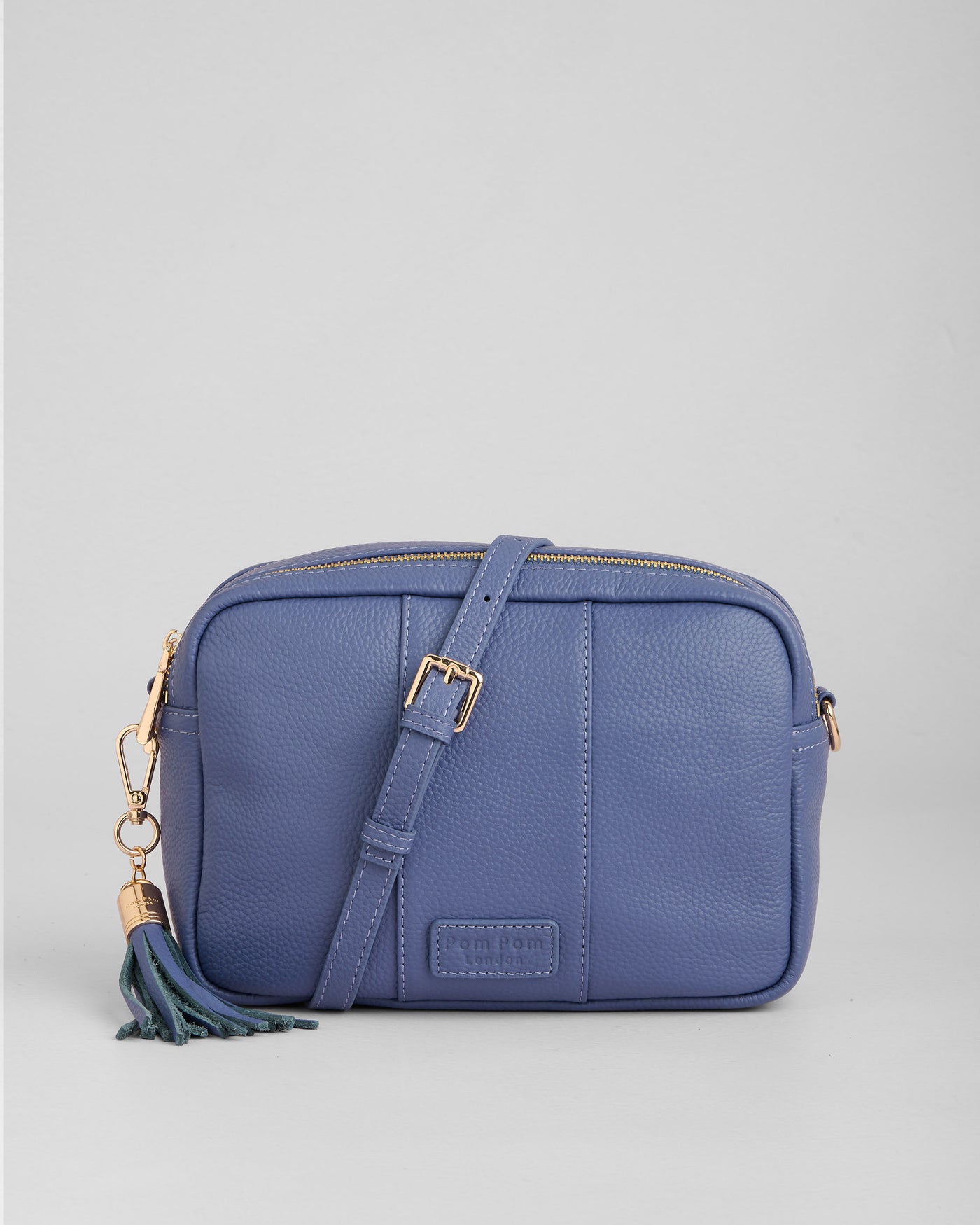 Lupin Blue Duo Zip Crossbody Bag | Pom Pom London