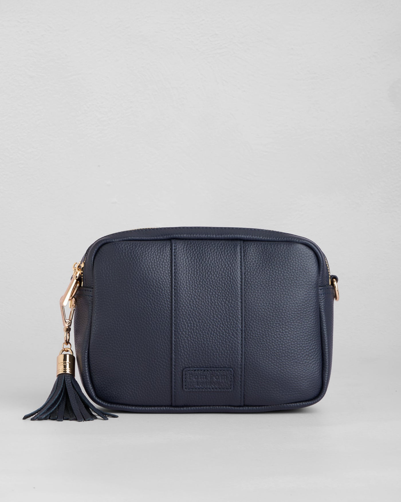Pom Pom London Duo Zip City Bag - Leather Crossbody bag in Navy