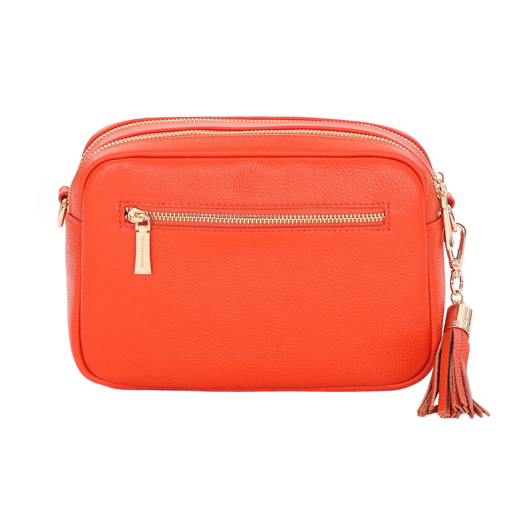 Pom Pom London Duo Zip City Bag - Leather Crossbody bag in Orange