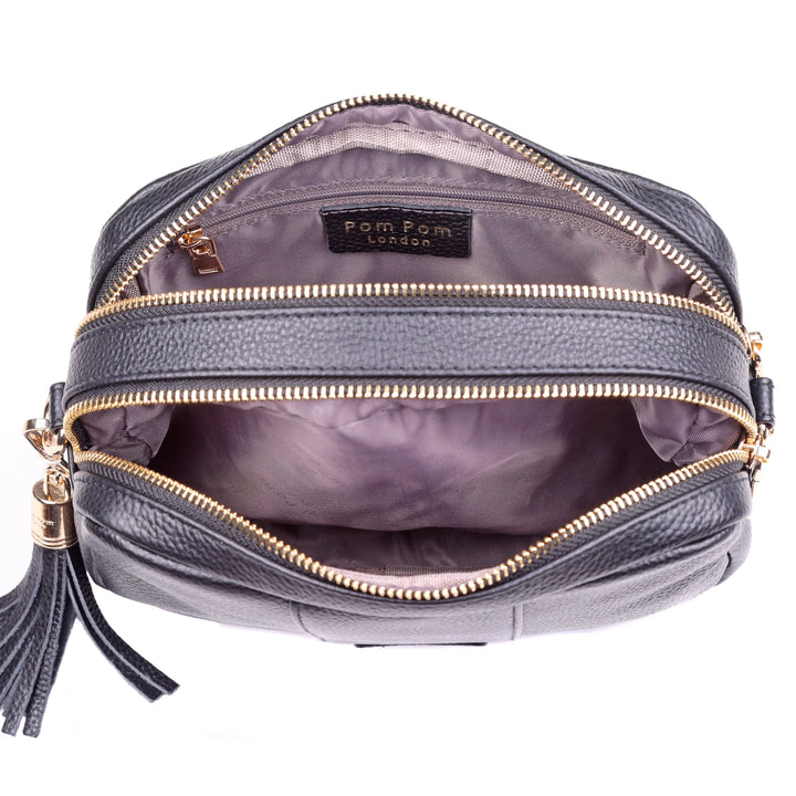 Pom Pom London Duo Zip City Bag - Leather Crossbody bag in Orange