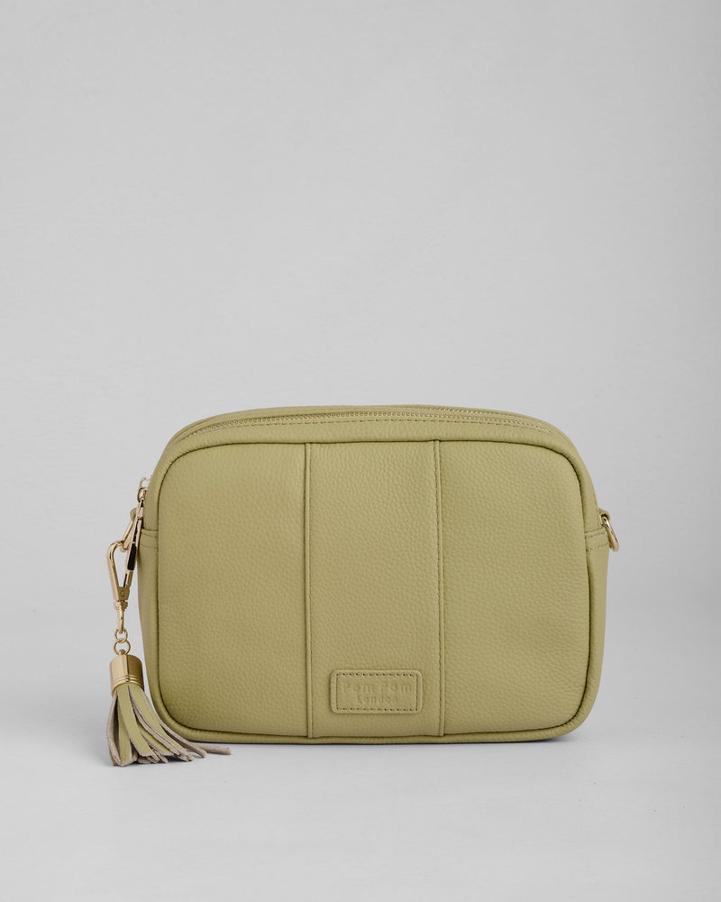Pale Fern City Duo Bag - full-grain leather bag | Pom Pom London