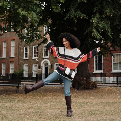 City Faux Fleece & Leather Bag Black-Pom Pom London