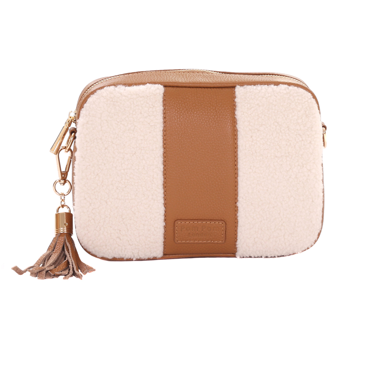 City Faux Fleece & Leather Bag Maple-Pom Pom London
