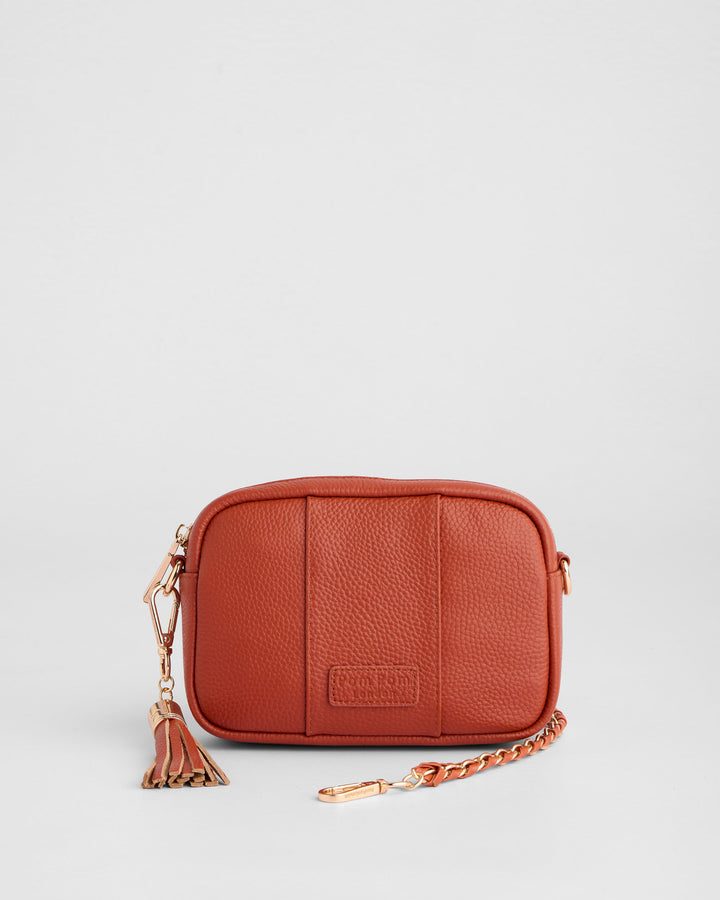 Burnt Orange Mini City Crossbody Bag | Pom Pom London