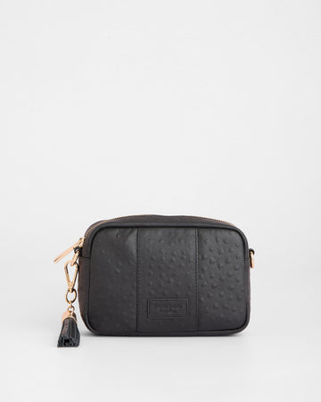 Pom Pom London City MINI Bag Ostrich Black-Pom Pom London