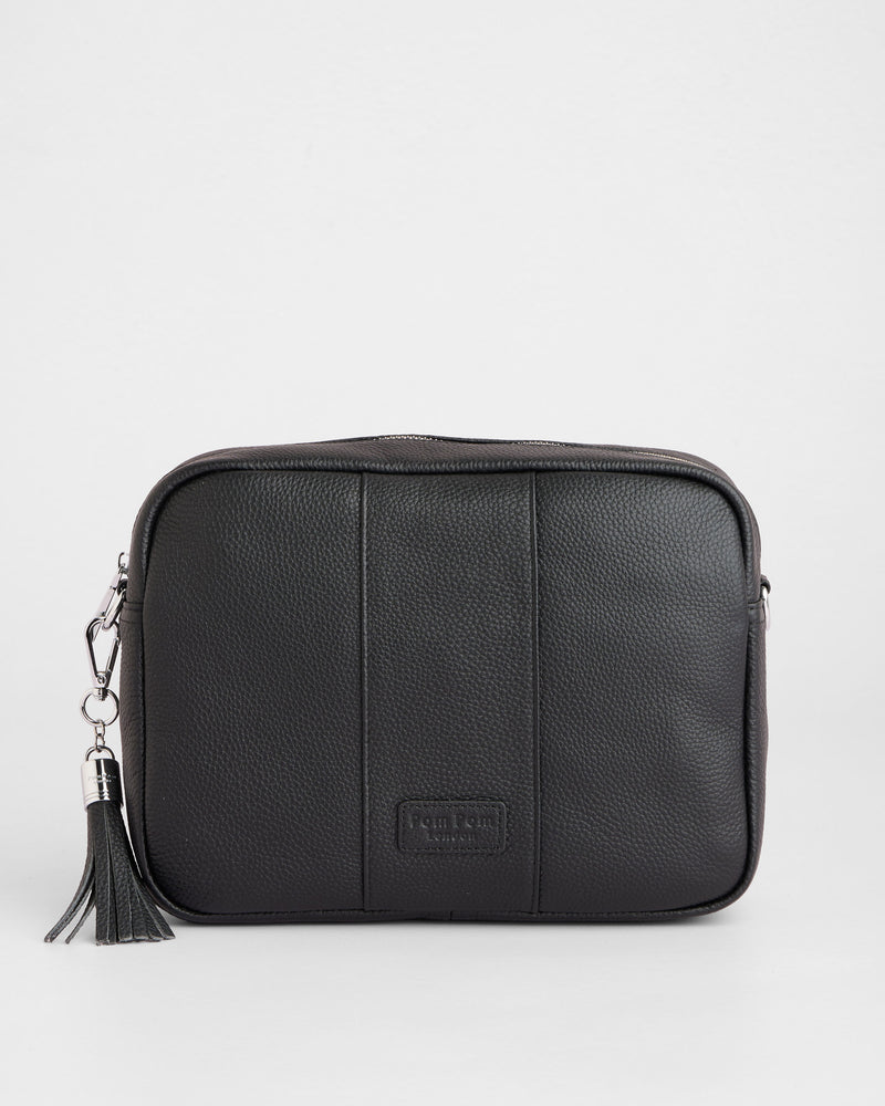 Pom Pom London City Plus Bag Black Silver Hardware-Pom Pom London