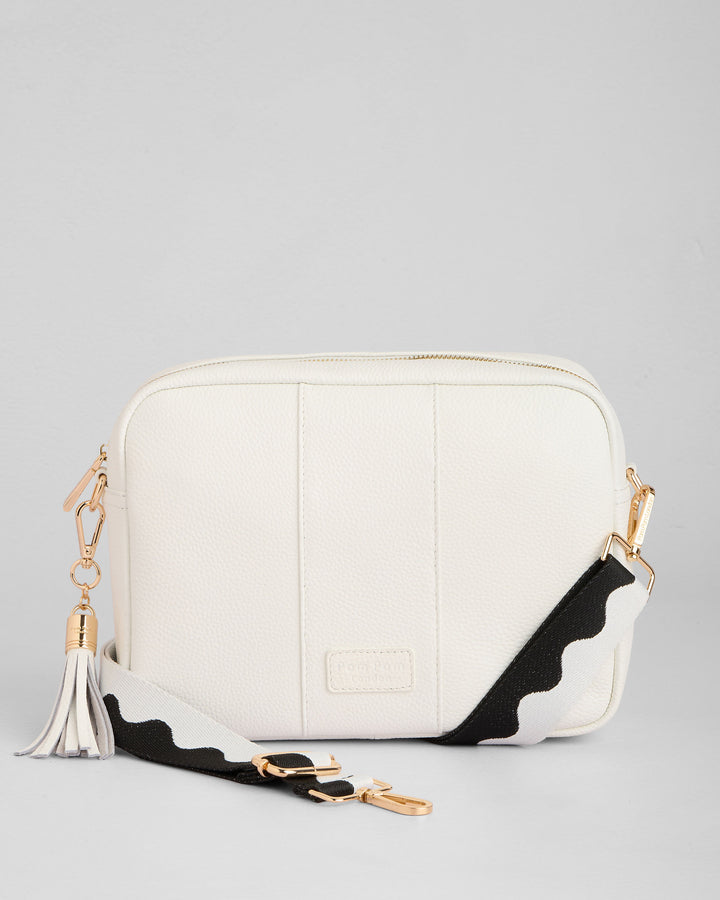Bright White Large City Crossbody Bag | Pom Pom London