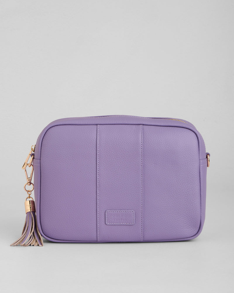 French Lavender City Plus Bag - full-grain leather bag | Pom Pom London