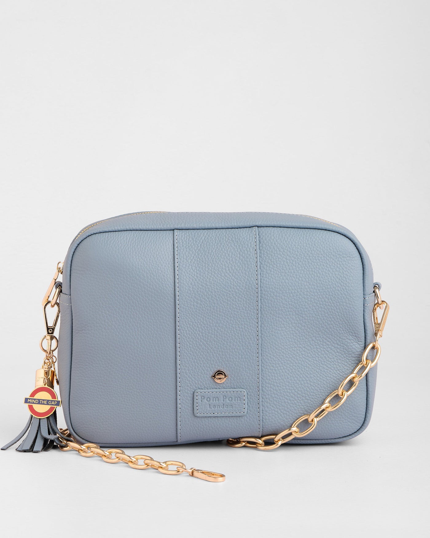 City Plus Leather Crossbody Bag in Jubilee Line Grey | Pom Pom London